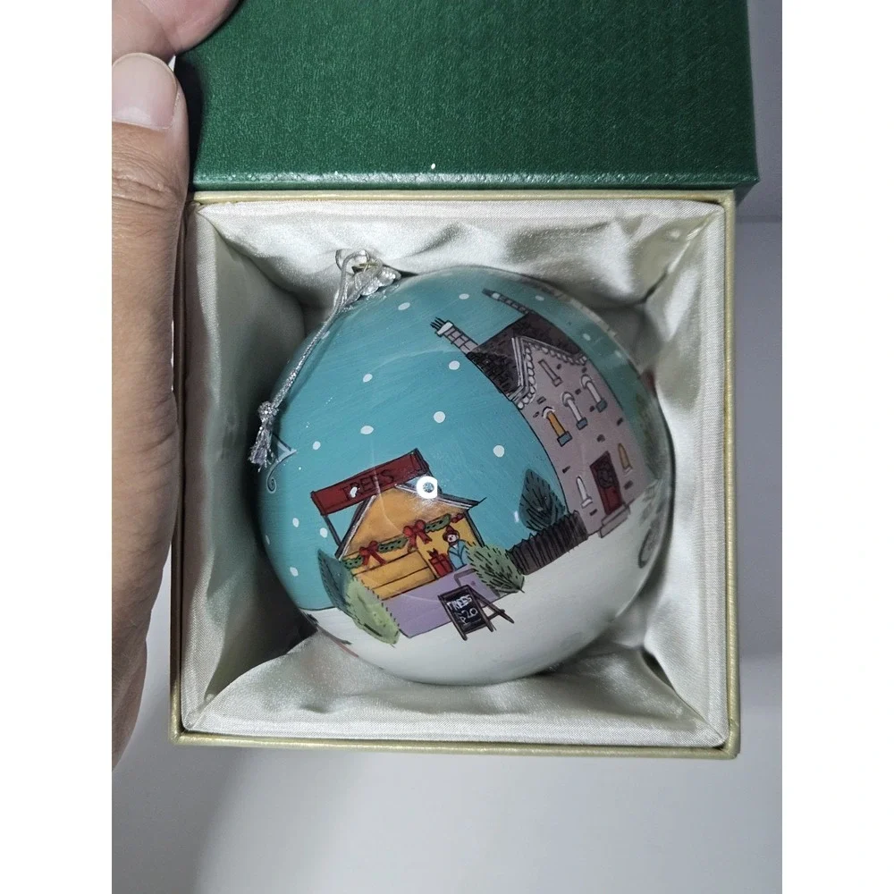 Pier 1 Li Bien Toy Shop Christmas Ornament Hand Painted Glass Ball Village Boxed